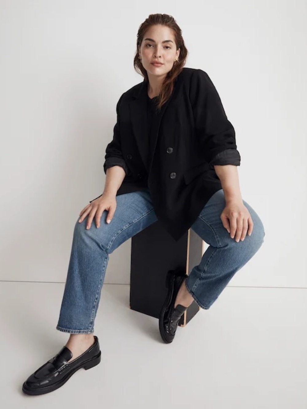 NWOT Madewell Black Double-Breasted Tailored Blazer